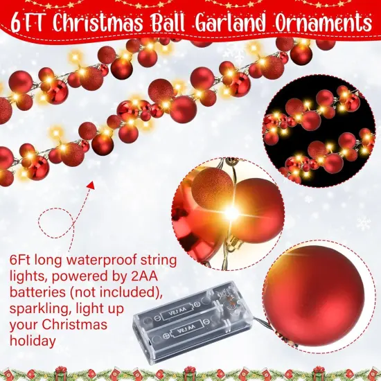 6 Ft Christmas Bulb Ball Garland {2}