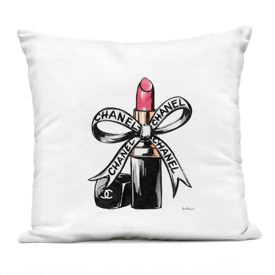 Stupell Industries Glam Brand Lipstick Ribbon Outdoor Printed Pillow design by Amanda Greenwood, 18 x 7 x 18 {1}