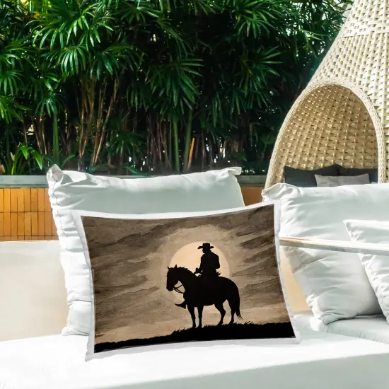 Stupell Industries Sunset Cowboy with Horse Outdoor Pillow, 14 x 7 x 20 {2}