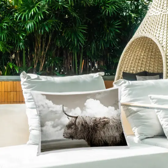 Stupell Industries Longhorn Cattle & Clouds View Outdoor Pillow, 14 x 7 x 20 {2}