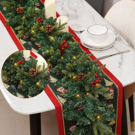 9 FT Christmas Garland with Lights,Battery Operated Lighted Garland,50 Warm White LED Lights {3}