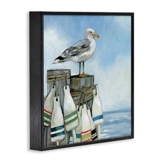 Stupell Industries Seagull On Pier With Buoy Framed Giclee By Susan Winget {3}