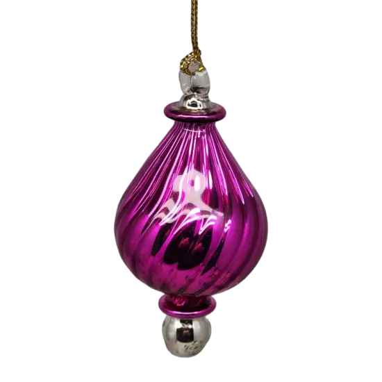 Shiny and Cute Egyptian Glass - Swirled Teardrop - Pink {1}