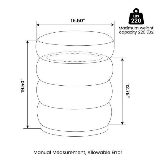 19.5"H Leather Upholstered Storage Ottoman or Accent Stool Gray {8}
