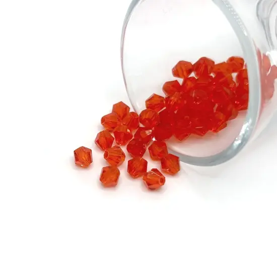 1 or 4 Strands 6x6mm Bright Red Bicone Beads, Imitation Crystal, Grade AA {1}