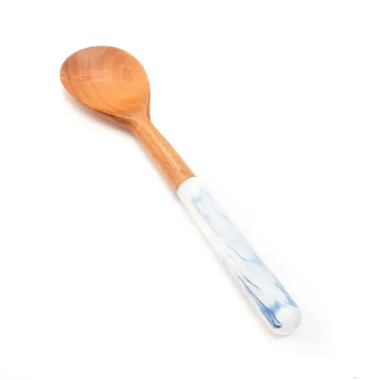 Marble & Wood Salad Server-Set of 2, 12"X3" Blue {3}