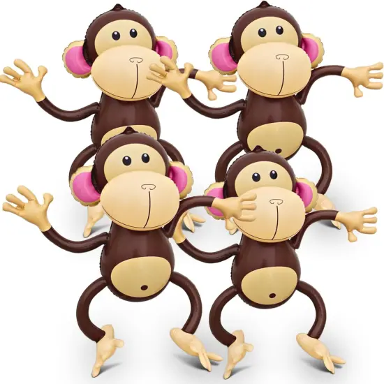 4E's Novelty Inflatable Monkey 4-Pack, 27"" for Jungle Decorations & Safari Birthday decorations! {1}