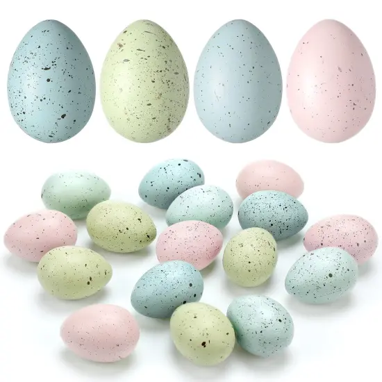 SiliFine Easter Speckled Eggs 2.4 in Plastic Speckled Eggs Bowl and Vase Filler Faux Chicken Eggs for DIY Spring Displays and Easter Decorations (Pink, Blue, Yellow, Light Blue,16 Pcs) {1}