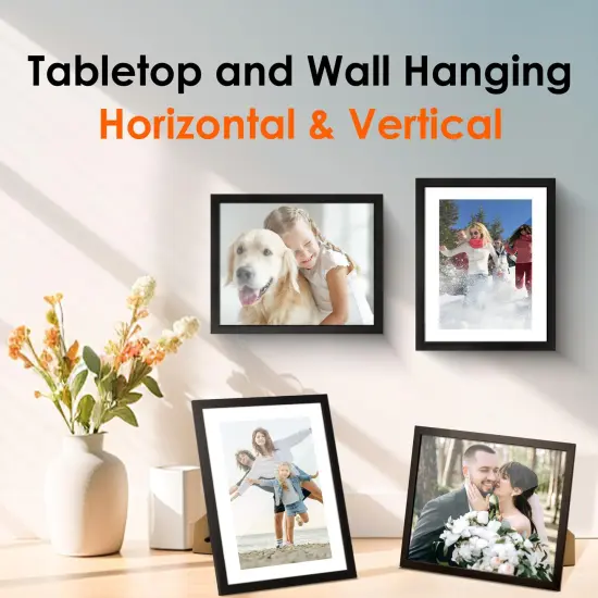 FIXSMITH 8x10 Picture Frame Set of 6, Photo Frame Bulk with HD Plexiglass, Display Pictures 5x7 with Mat or 8x10 Without Mat Multi Picture Frames Collage for Tabletop or Wall Display, Black {3}