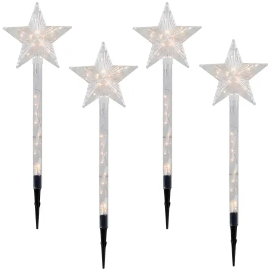 Northlight Lighted Star Christmas Outdoor Pathway Markers - 26" - Set of 4 Clear {3}