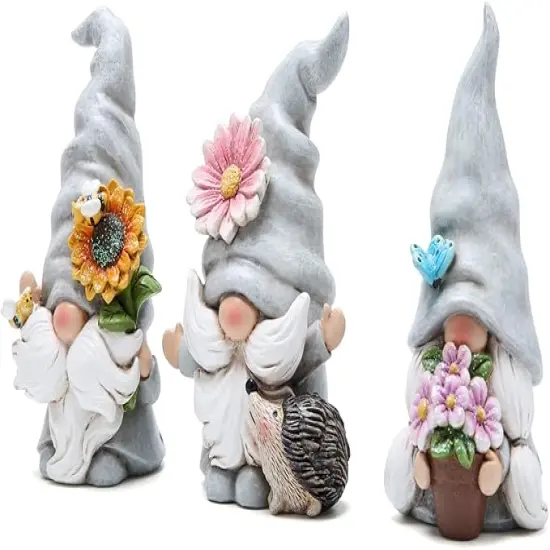 3pcs 4.75" H Spring Summer Gnome Garden Decorations- Tomte Elf Fall Gnome Decorations Gifts -Swedish Elf Dwarf Figurine Table Gnome Decor Indoor Home Decorations (Gnome Gray 2) {4}