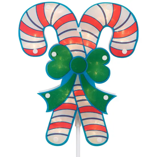 Northlight Lighted Holographic Candy Cane Outdoor Christmas Pathway Markers - 25.5" - Set of 3 Red {7}