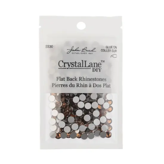 Crystal Lane DIY SS30 Glass Flatback Rhinestones, 288pcs Smoked Topaz {3}