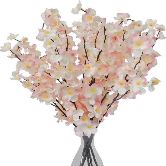8 PCS 20" Artificial Blush/Pink Cherry Blossoms Bushes (Fake Faux Silk Flower Branches {1}
