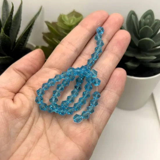 1 or 4 Strands 6x6mm Light Blue Bicone Beads, Imitation Crystal, Grade AA {3}