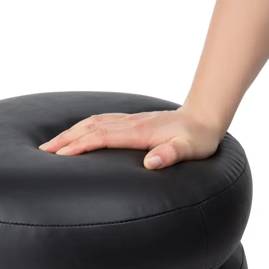 19.5"H Leather Upholstered Storage Ottoman or Accent Stool Black {6}