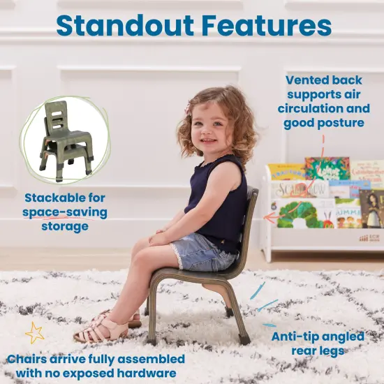 Bentwood Chair, 8in Seat Height, Stackable Seats, 2-Pack Grey Wash {4}