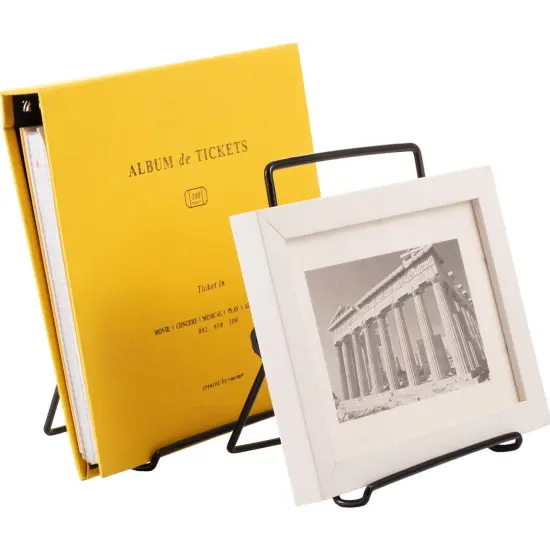 3 Pack Plate Stand Easel Picture Frame Stand Adjustable Foldable Tablet Iron Display Holder for Displaying Photos, Plates, Cookbooks(Black) {4}