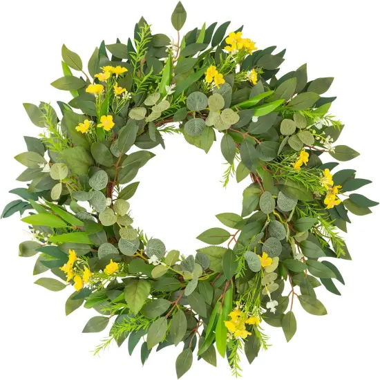 24 Inch Large Spring Summer Greenery Wreaths for Front Door {1}