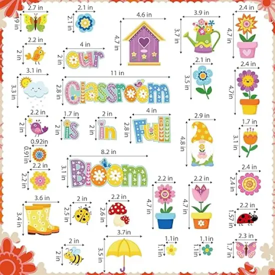 83 Pieces Spring Bulletin Board Decorations Hello Spring Cut Outs Spring Bulletin Classroom Decoration Summer Butterfly Bee Flowers Wall Decors for School Classroom Spring Party Decorations {2}