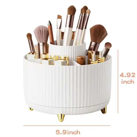 360&deg; Rotate Makeup Brush Holder Organizer, Makeup Organizers Countertop, Makeup organization and Skincare Storage for Vanity, Desktop, Bathroom (White) {6}