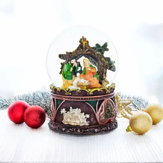 Nativity Serenity Water Snow Globe with "Silent Night" Music Box {3}