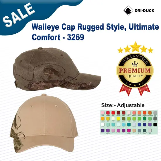 DRI DUCK&reg; Walleye Cap Rugged Style, Ultimate Comfort Dark Khaki {3}