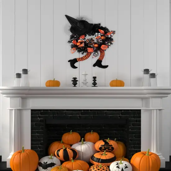 Happy Halloween Wreath for Front Door Decoration with Skeleton Artificial Bone {3}