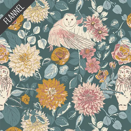 Owl Things Floral Flannel in Willow (f35600) | Art Gallery Flannel | AGF Studio | Art Gallery {1}