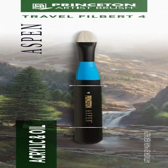 Princeton Series 6500 Aspen Synthetic Brush-Long Handle Travel Filbert Size 4 {1}