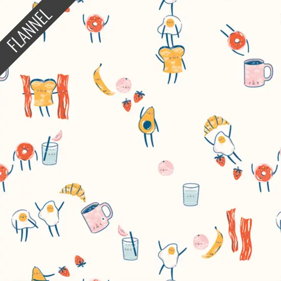 Breakfast Buddies Snug Flannel in White Linen (f11801) | Art Gallery Flannel | AGF Studio | Art Gallery {1}