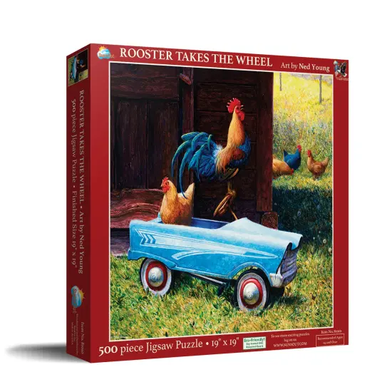 Sunsout Rooster Takes the Wheel 500 pc Jigsaw Puzzle 81010 {3}