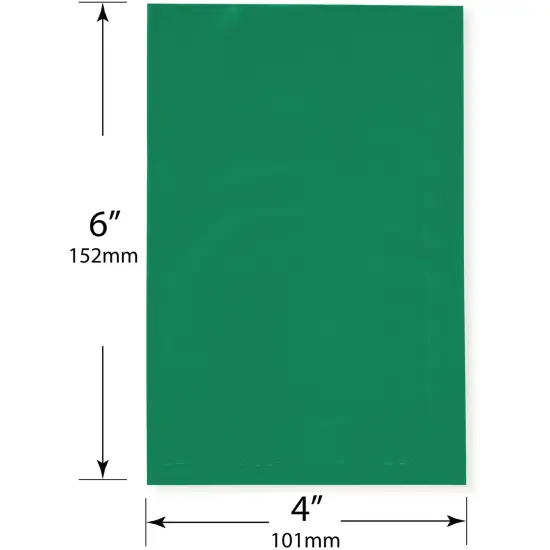 Plymor 4" x 6", Green 2 Mil Flat Open Plastic Poly Bags {3}
