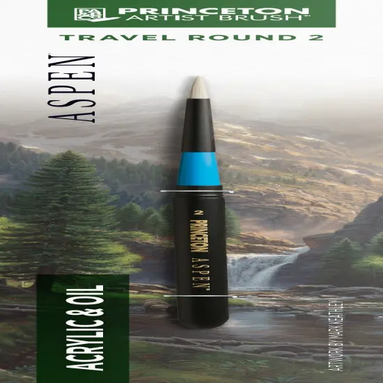 Princeton Series 6500 Aspen Synthetic Brush-Long Handle Travel Round Size 2 {1}