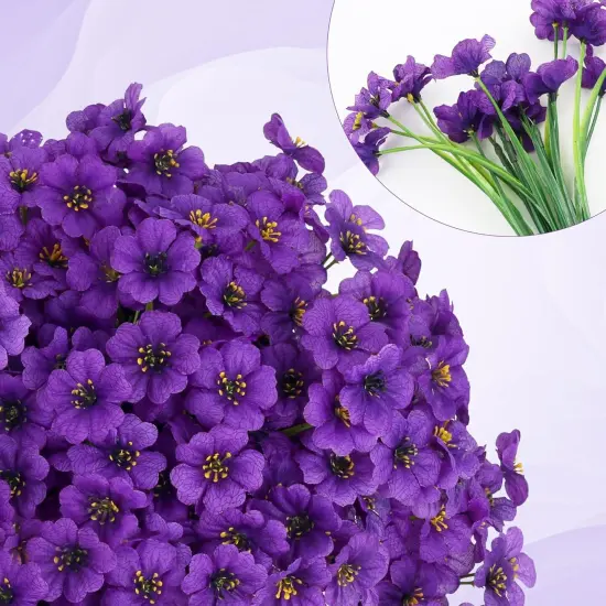 16 Bundles Purple Spring Flowers Artificial Outdoor UV Resistant Fake Flowers Spring Outdoor Porch Decor Outside Artificial Plants for Window Box {4}