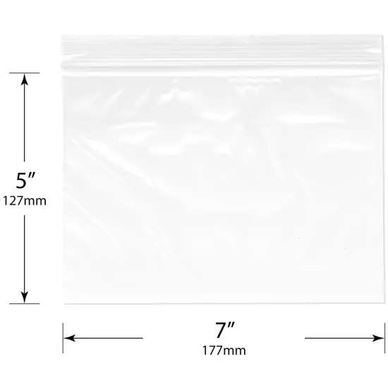 Plymor 7" x 5", 2 Mil Zipper Reclosable Plastic Bags {3}