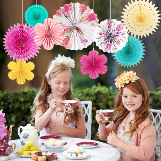 Summer Paper Flowers Decorations for Wall Tea Party Decoration Paper Fans Classroom Decoration Paper Floral Backdrop Decor Paper Fans Decoration Flower Wall Decor {2}