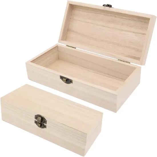 2Pcs unfinished wooden box, small wooden gift boxes with lids,paintable little wooden box, Jewelry Boxes wooden and Wooden Gift Box for Home Storage {1}