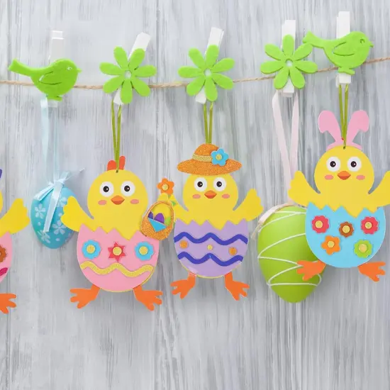 12 Pack Easter Craft for Kids - Make Your Own Easter Chick Foam Stickers Ornament DIY Arts and Crafts for Preschool Art Project Decoration {3}