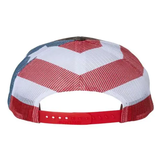Richardson&reg; Printed Mesh Trucker Cap Green Camo/S Stripes {8}