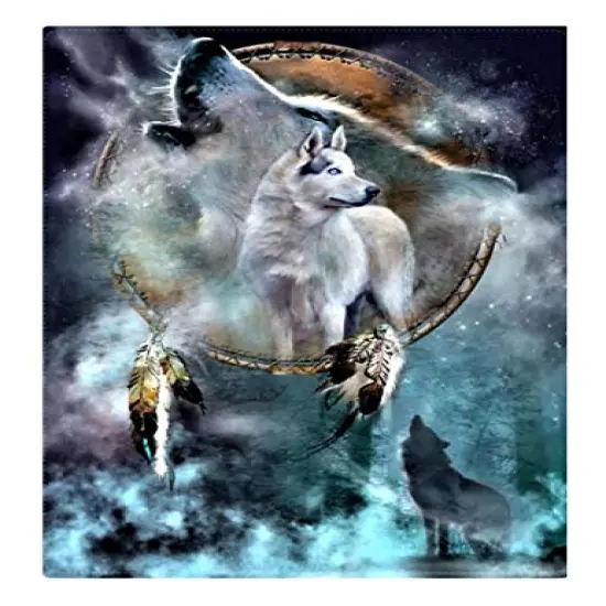 Wolf Dreamcatcher Edible Cake Topper for 1/4 sheet {1}