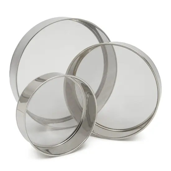 3-Piece Fine Mesh Sieve Strainer Set, Stainless Steel Professional Round Flour Sifters for Baking (3 Sizes) Silver {1}