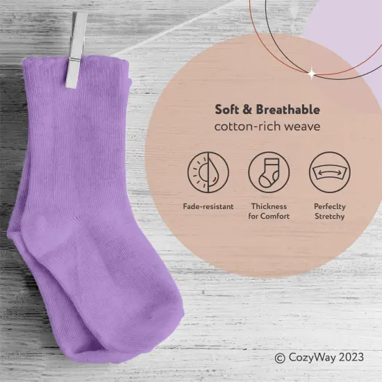 CozyWay Girl Ankle Socks - Comfy Cotton Socks for Girls Ages 3 Years and Up - No Show Soft & Breathable - Multi Color - 12 Pack Multicolor {4}