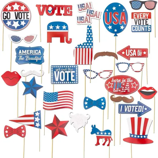 Election Day Party Photo Booth Prop Kit (30 Pieces) Multicolor {1}
