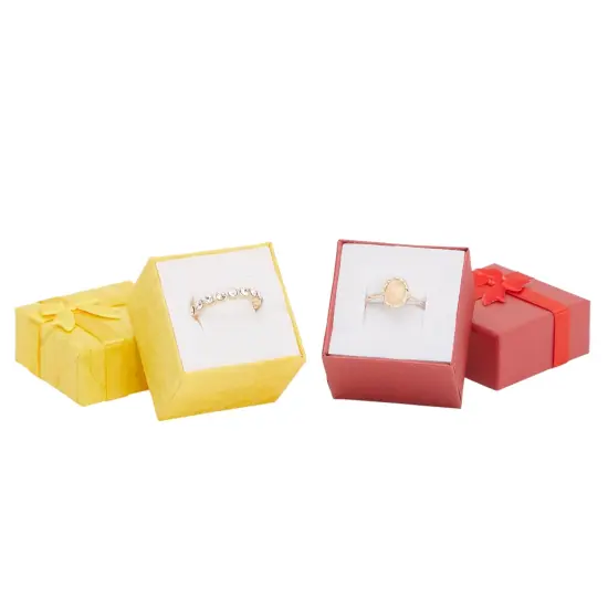 24 Pack Ring Gift Box Set with Bow, Bulk Jewelry Boxes for Anniversaries, Weddings, Birthdays (6 Colors, 1.6 x 1.2 x 1.6 inches) Multicolor {7}