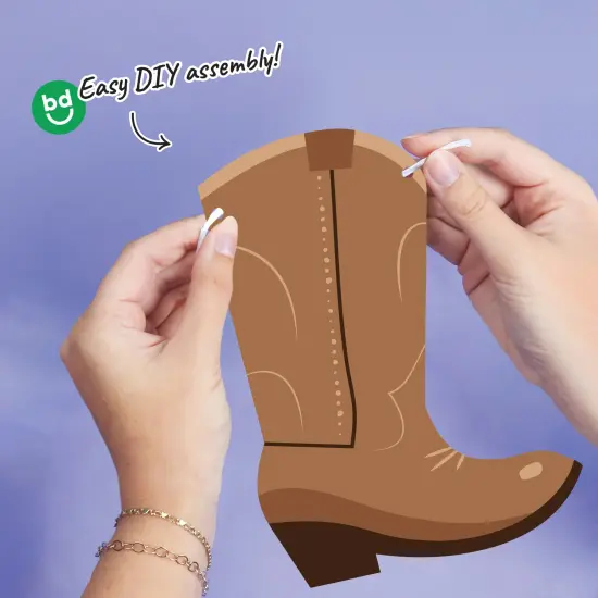 Big Dot of Happiness Western Hoedown Garland Banner, Wild West Cowboy Party Decorations Banner, 30 Feet of Cord, 15 Double-Sided Cowboy Hats, Boots, Red Paisley Bandana {4}