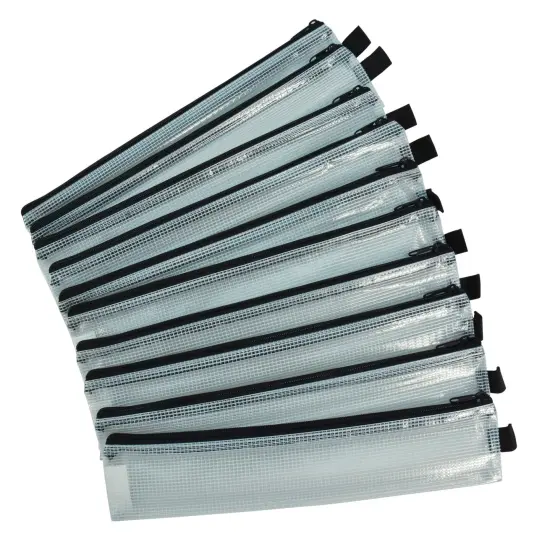 Sax Mesh Tool Case Pouches, 3 x 14 inches, Clear with Black Trim, Pack of 10 {4}