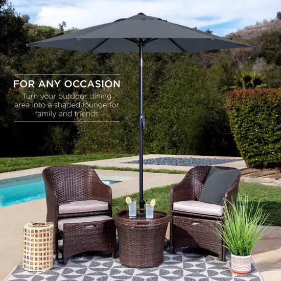 Best Choice Products 7.5ft Heavy-Duty Outdoor Market Patio Umbrella w/ Push Button Tilt, Easy Crank Slate {3}