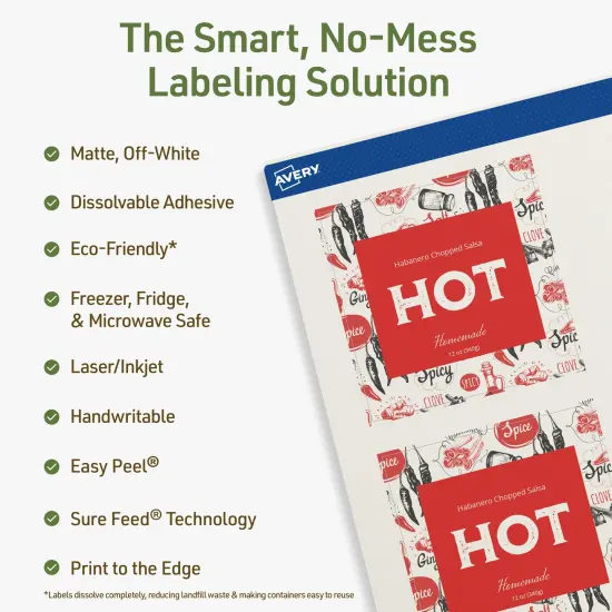 Avery Dissolvable Labels, 3" x 3" Square {8}