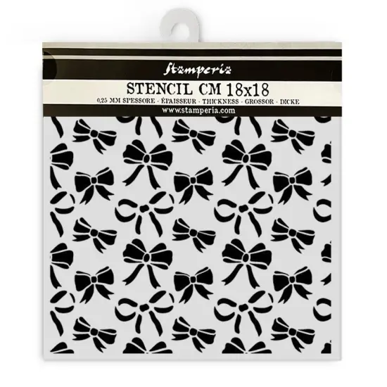 Stamperia Stencil 7"X7"-Classic Christmas Ribbons Pattern {1}